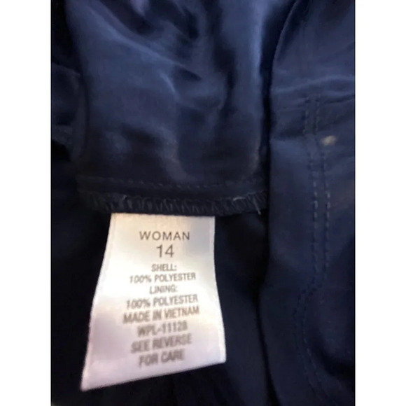 Luxe By Carmen Marc Valvo Womens Dress Navy Blue Flowy Lined Zip Back Sash Tie S - Picture 4 of 6